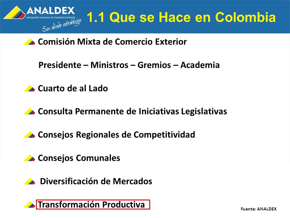 1.1 Que se Hace en Colombia Comisión Mixta de Comercio Exterior