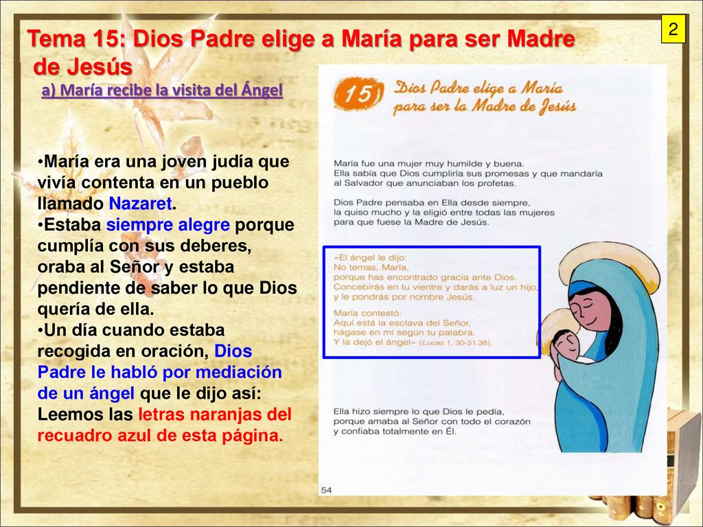 Tema 15: Dios Padre elige a María para ser Madre de Jesús