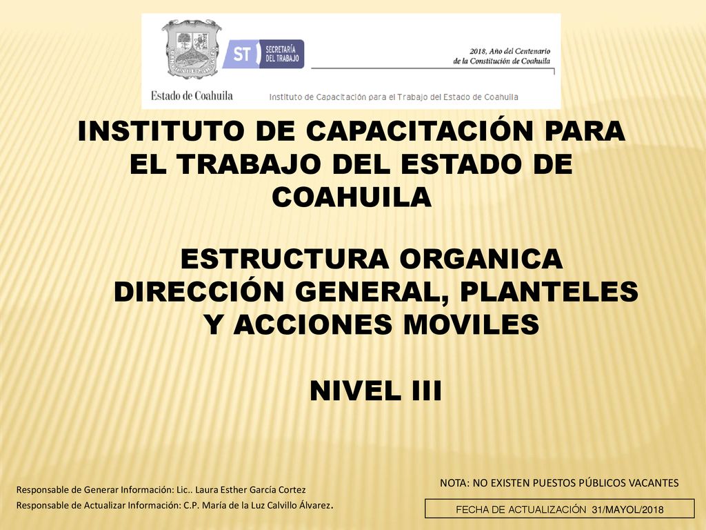 INSTITUTO DE CAPACITACIÓN PARA EL TRABAJO DEL ESTADO DE COAHUILA