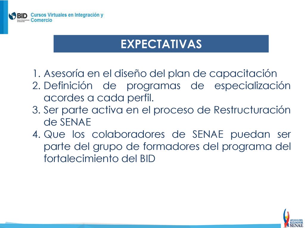 EXPECTATIVAS Asesoría en el diseño del plan de capacitación