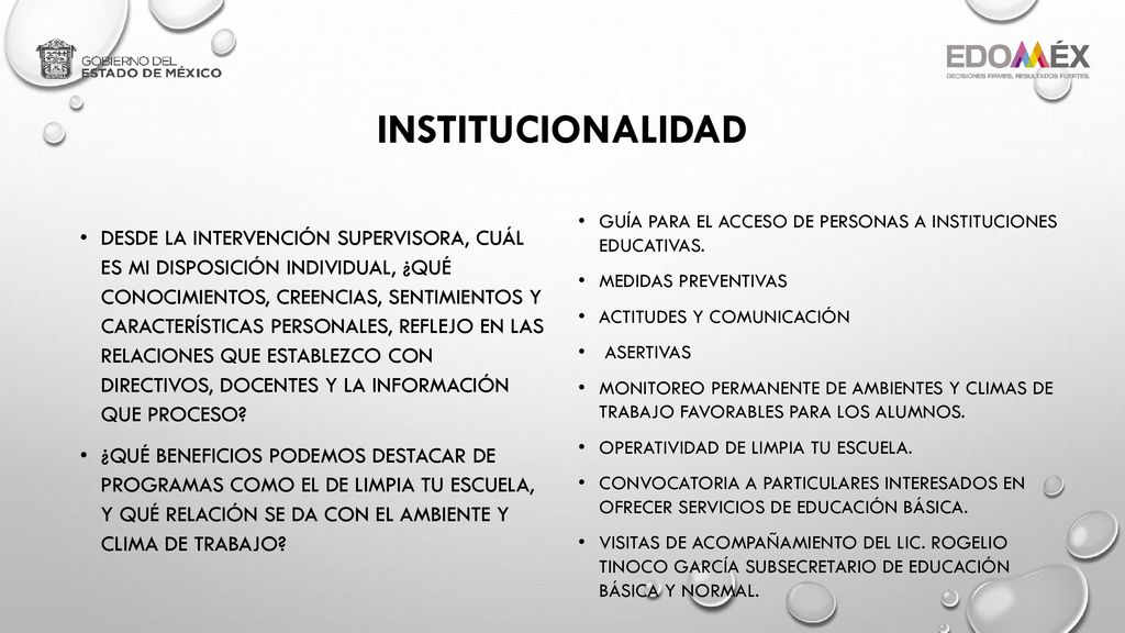 INSTITUCIONALIDAD Guía para el acceso de personas a Instituciones Educativas. Medidas preventivas.