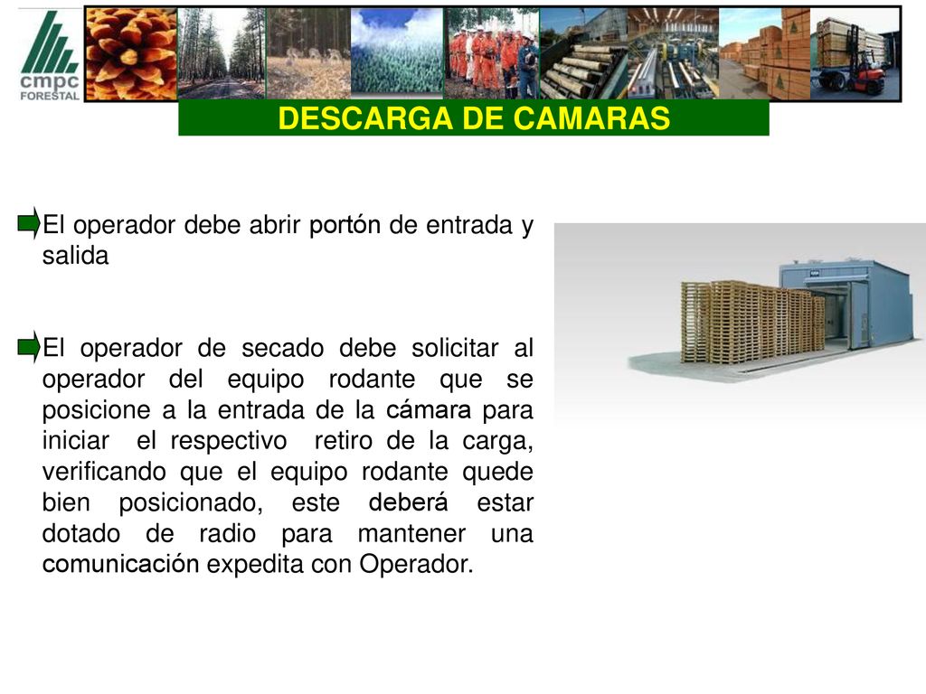 DESCARGA DE CAMARAS El operador debe abrir portón de entrada y salida