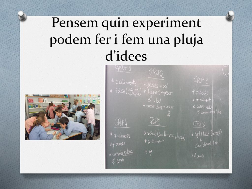 Pensem quin experiment podem fer i fem una pluja d’idees