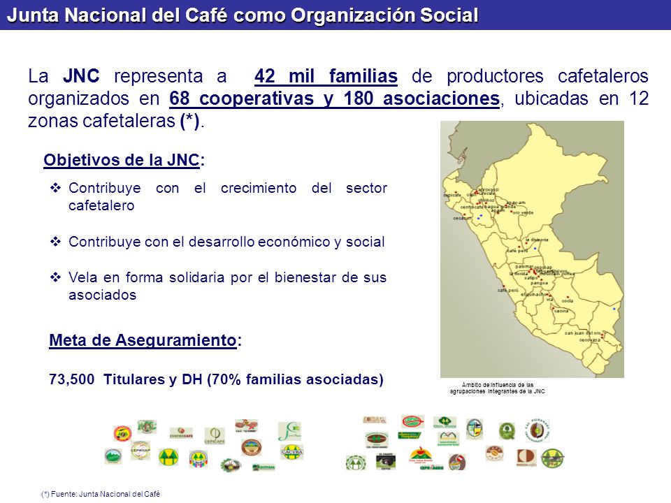 Ámbito de Influencia de las agrupaciones integrantes de la JNC