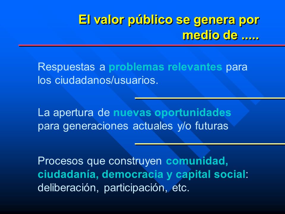 El valor público se genera por medio de .....