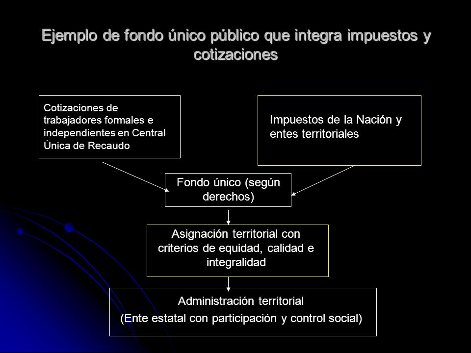 Ejemplo de fondo único público que integra impuestos y cotizaciones
