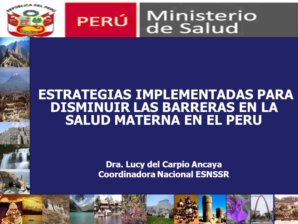 Dra. Lucy del Carpio Ancaya Coordinadora Nacional ESNSSR