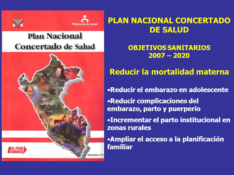 PLAN NACIONAL CONCERTADO DE SALUD Reducir la mortalidad materna