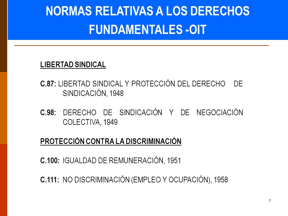 NORMAS RELATIVAS A LOS DERECHOS FUNDAMENTALES -OIT
