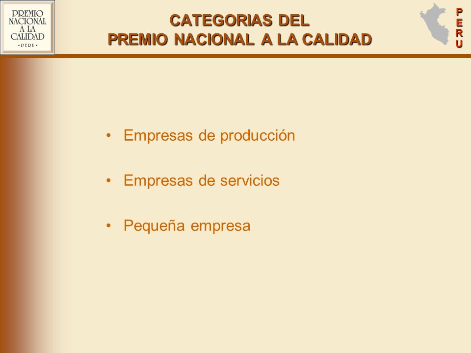 CATEGORIAS DEL PREMIO NACIONAL A LA CALIDAD