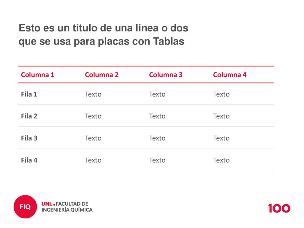 Esto es un título de una línea o dos que se usa para placas con Tablas