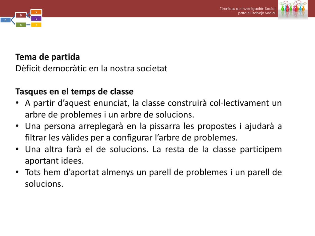 Dèficit democràtic en la nostra societat Tasques en el temps de classe