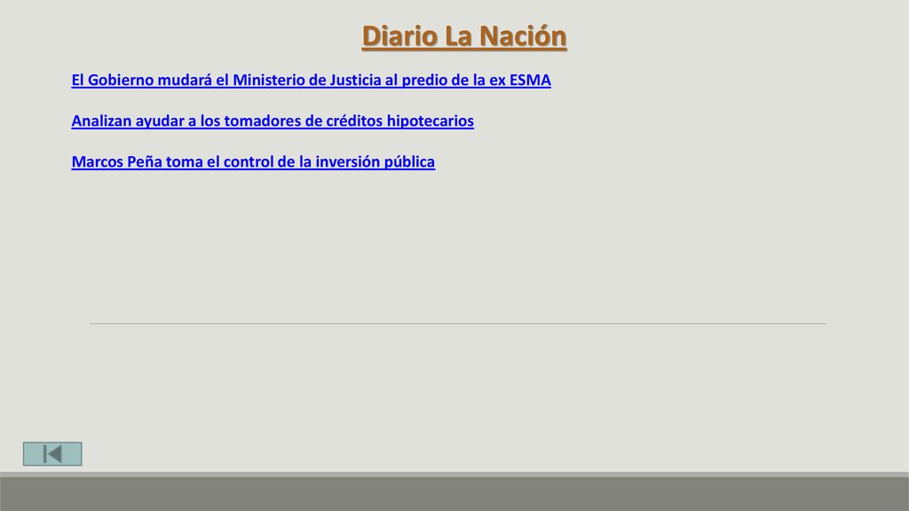 Diario La Nación El Gobierno mudará el Ministerio de Justicia al predio de la ex ESMA. Analizan ayudar a los tomadores de créditos hipotecarios.