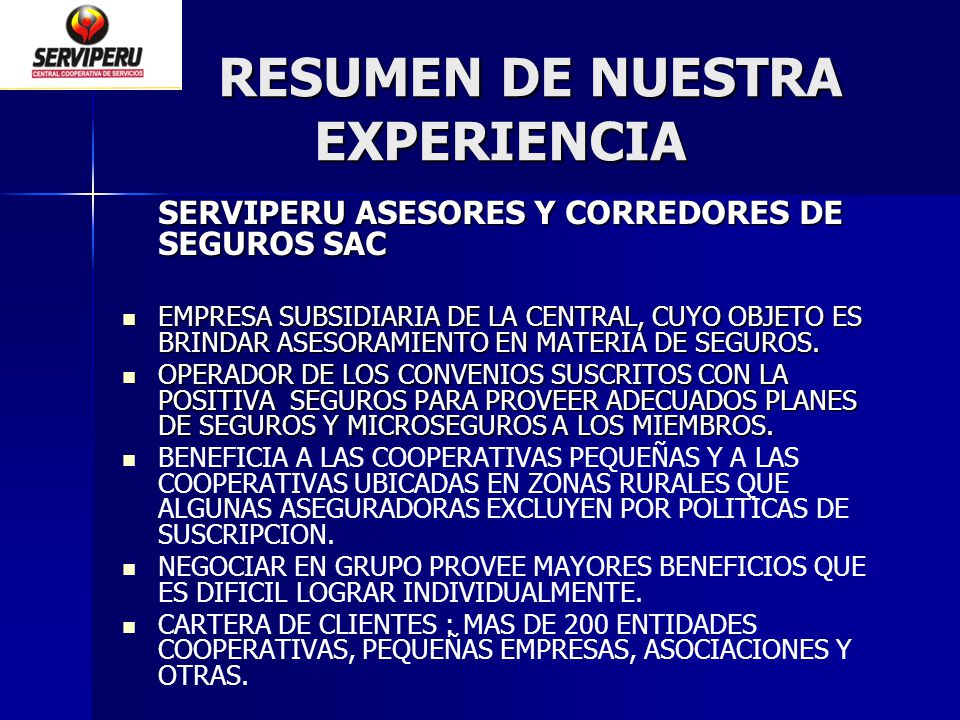 RESUMEN DE NUESTRA EXPERIENCIA