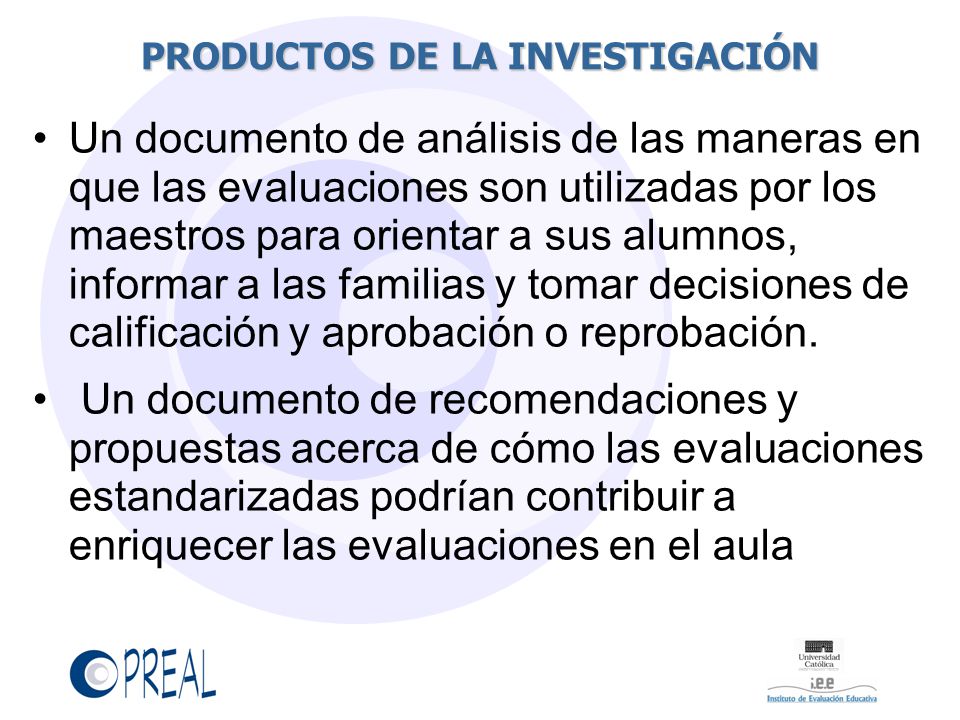 PRODUCTOS DE LA INVESTIGACIÓN