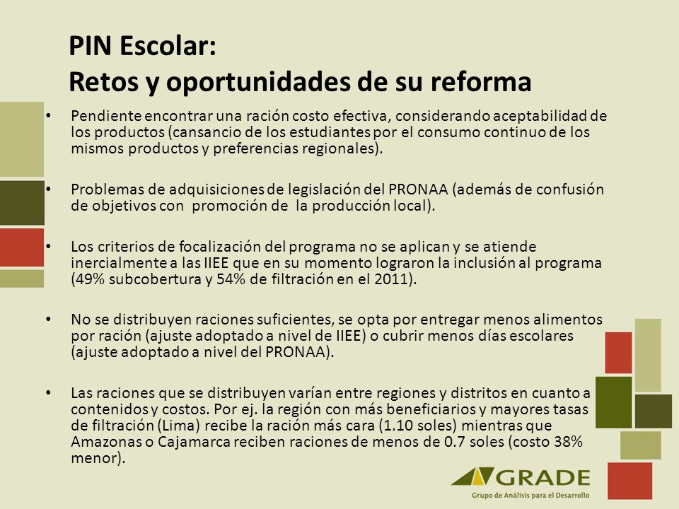 PIN Escolar: Retos y oportunidades de su reforma