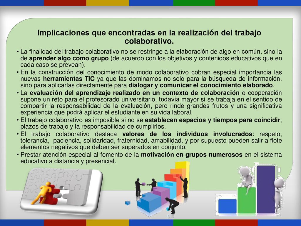 Implicaciones que encontradas en la realización del trabajo colaborativo.