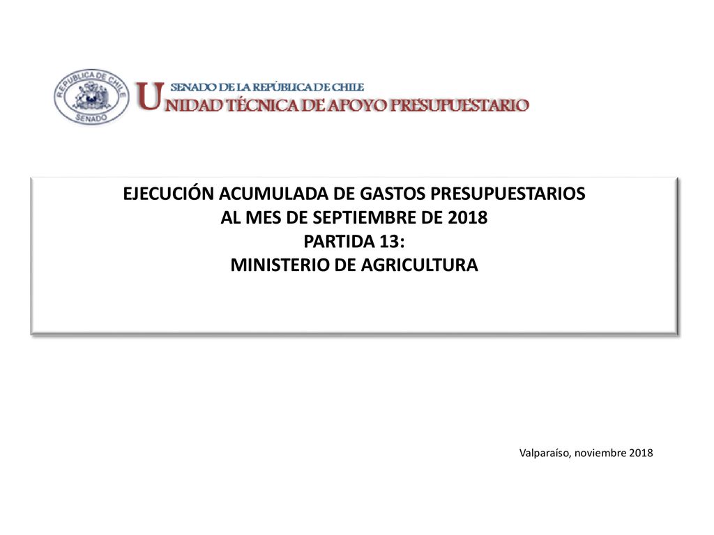 EJECUCIÓN ACUMULADA DE GASTOS PRESUPUESTARIOS AL MES DE SEPTIEMBRE DE 2018 PARTIDA 13: MINISTERIO DE AGRICULTURA
