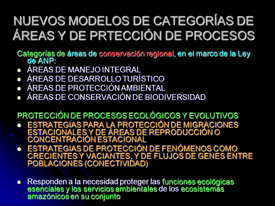 NUEVOS MODELOS DE CATEGORÍAS DE ÁREAS Y DE PRTECCIÓN DE PROCESOS