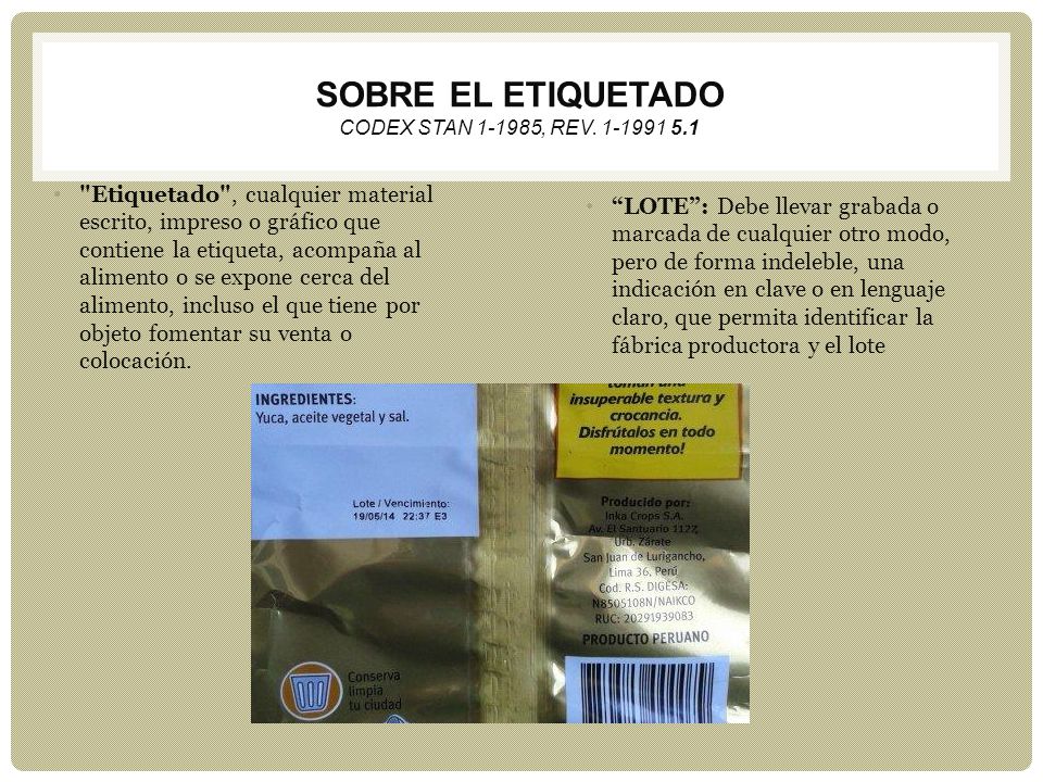 SOBRE EL ETIQUETADO CODEX STAN , Rev