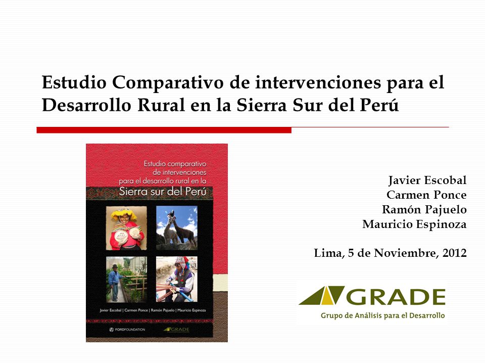 Estudio Comparativo de intervenciones para el Desarrollo Rural en la Sierra Sur del Perú
