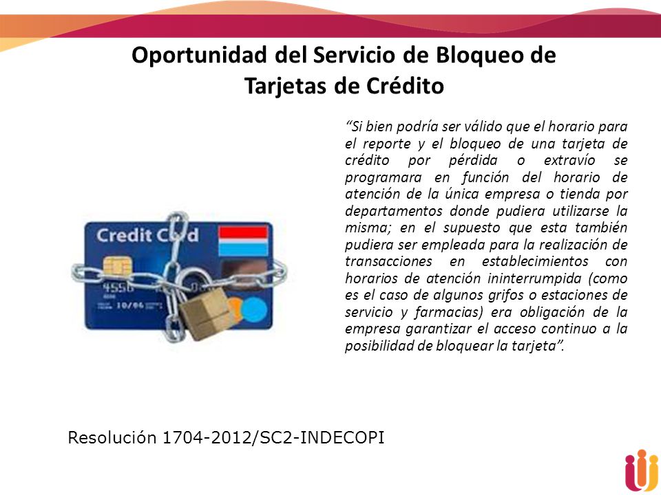Oportunidad del Servicio de Bloqueo de Tarjetas de Crédito