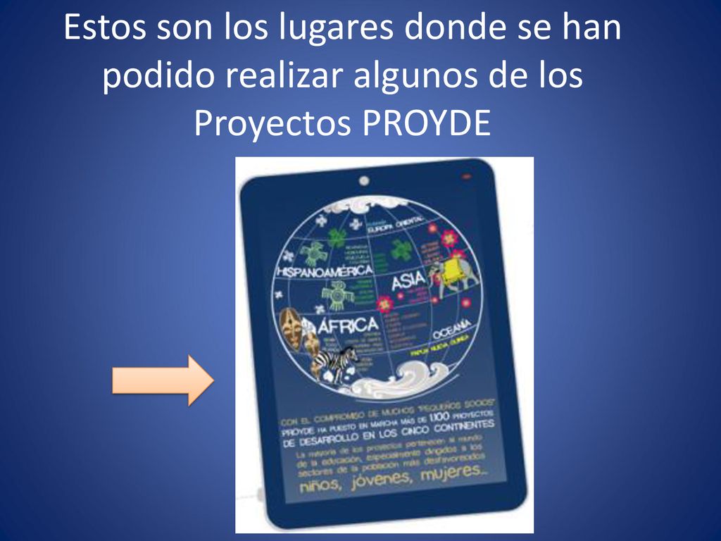 Estos son los lugares donde se han podido realizar algunos de los Proyectos PROYDE