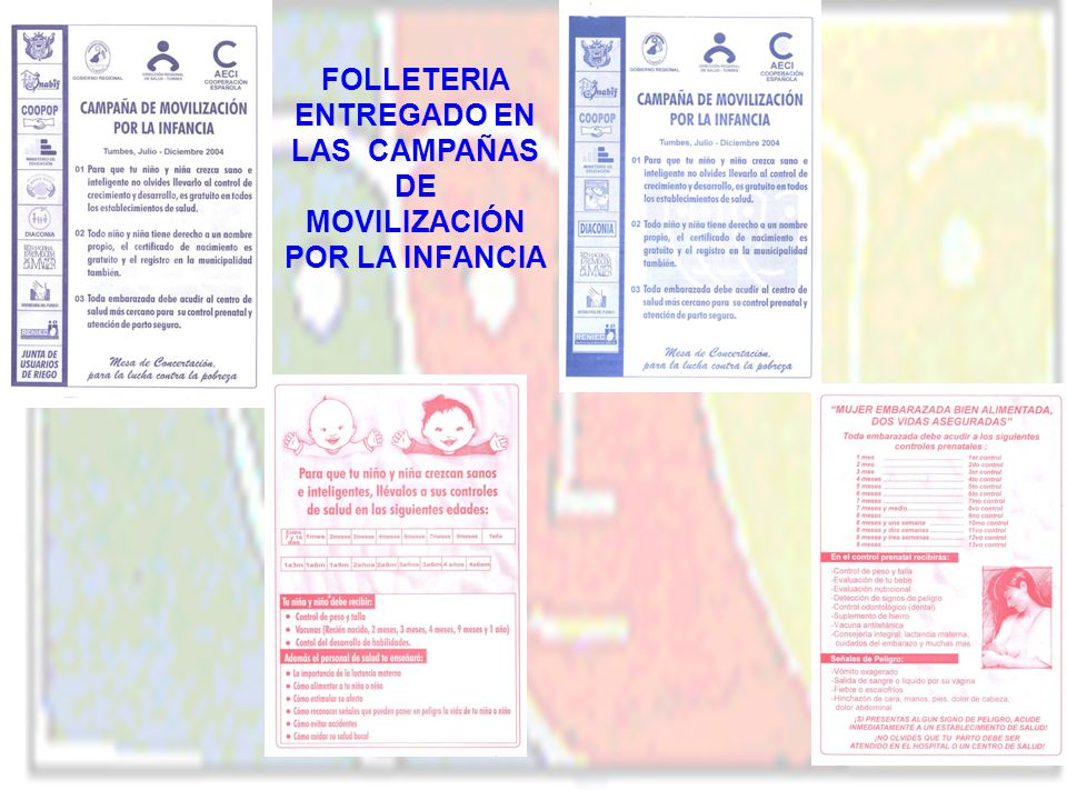 FOLLETERIA ENTREGADO EN LAS CAMPAÑAS DE MOVILIZACIÓN POR LA INFANCIA