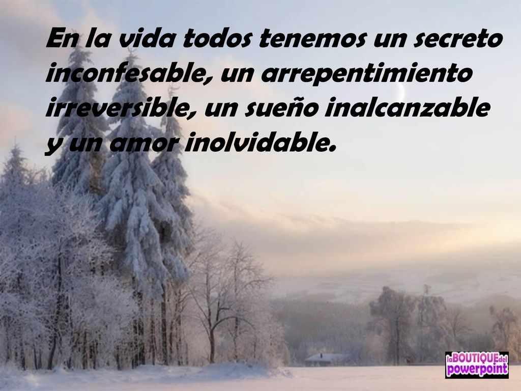 En la vida todos tenemos un secreto inconfesable, un arrepentimiento irreversible, un sueño inalcanzable y un amor inolvidable.