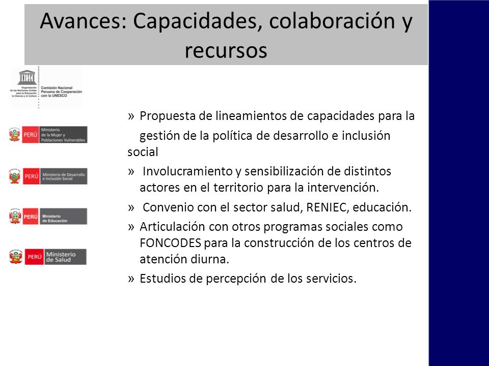 Avances: Capacidades, colaboración y recursos