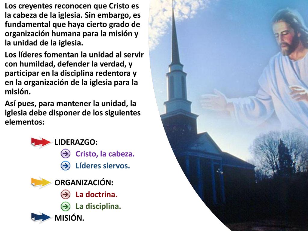 Los creyentes reconocen que Cristo es la cabeza de la iglesia