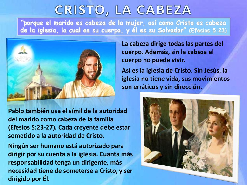 porque el marido es cabeza de la mujer, así como Cristo es cabeza de la iglesia, la cual es su cuerpo, y él es su Salvador (Efesios 5:23)