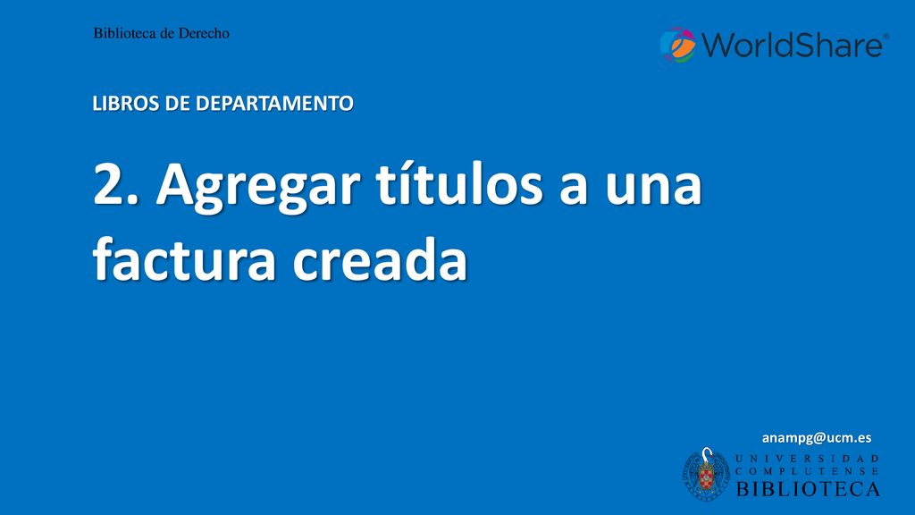 2. Agregar títulos a una factura creada LIBROS DE DEPARTAMENTO