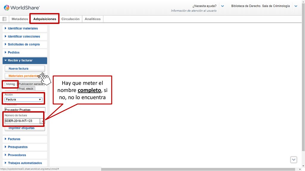 Hay que meter el nombre completo, si no, no lo encuentra