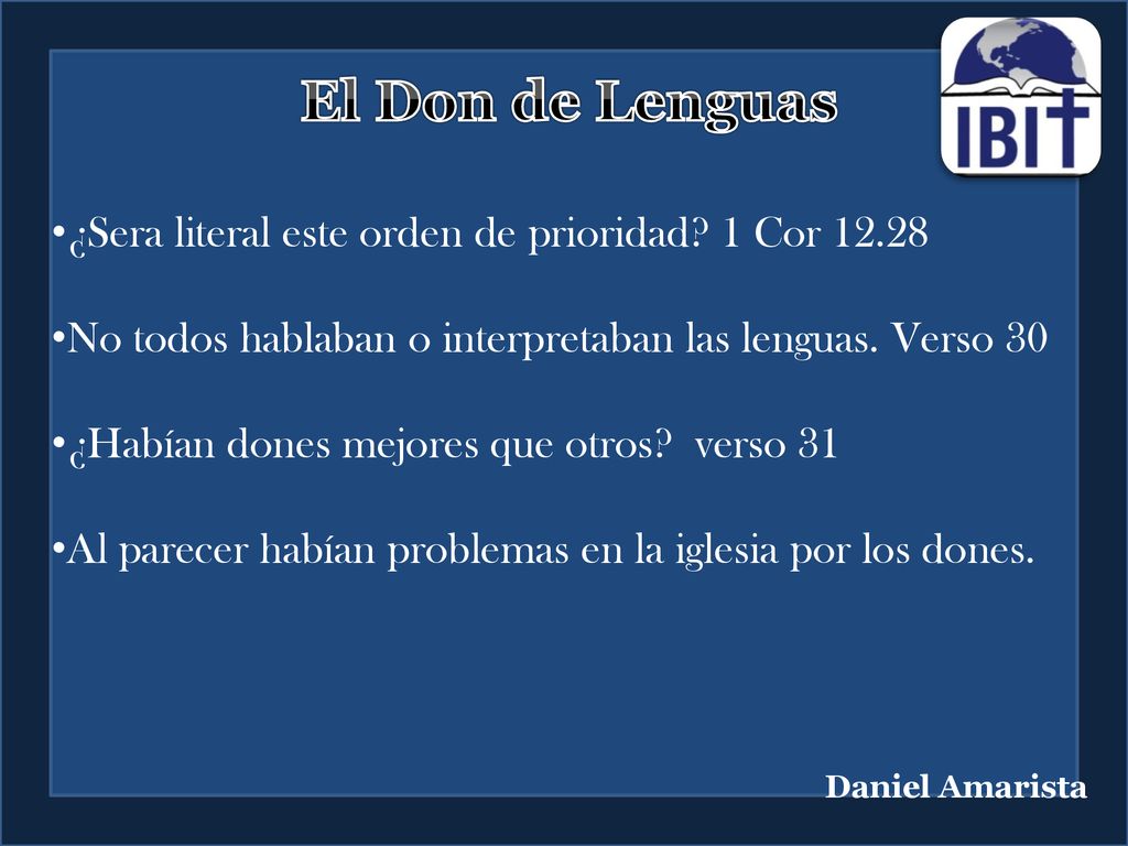 El Don de Lenguas ¿Sera literal este orden de prioridad 1 Cor 12.28
