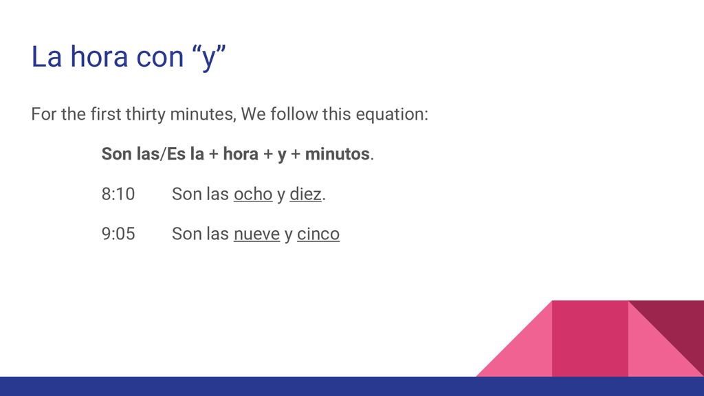 La hora con y For the first thirty minutes, We follow this equation: