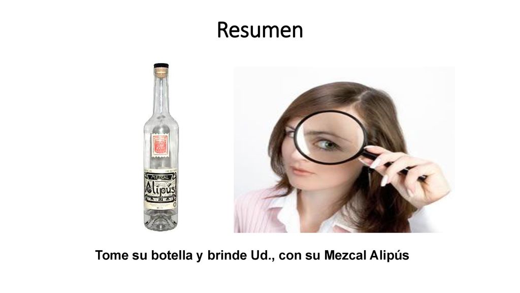 Resumen Tome su botella y brinde Ud., con su Mezcal Alipús