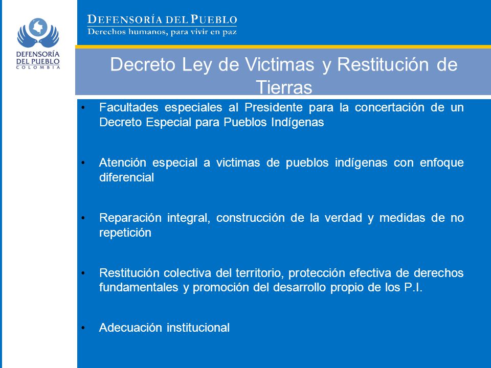 Decreto Ley de Victimas y Restitución de Tierras