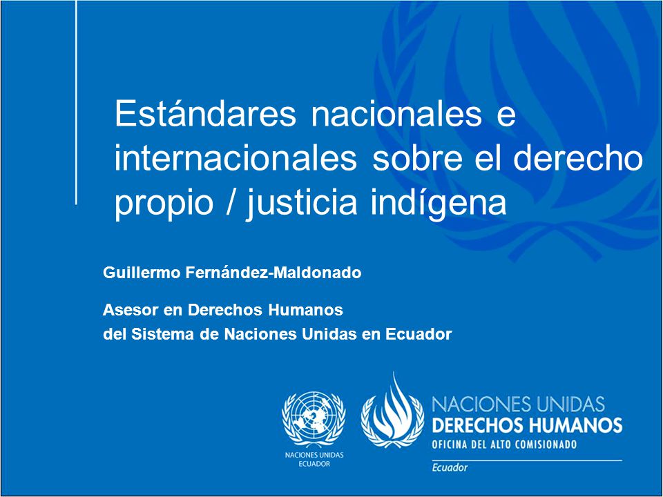 Estándares nacionales e internacionales sobre el derecho propio / justicia indígena