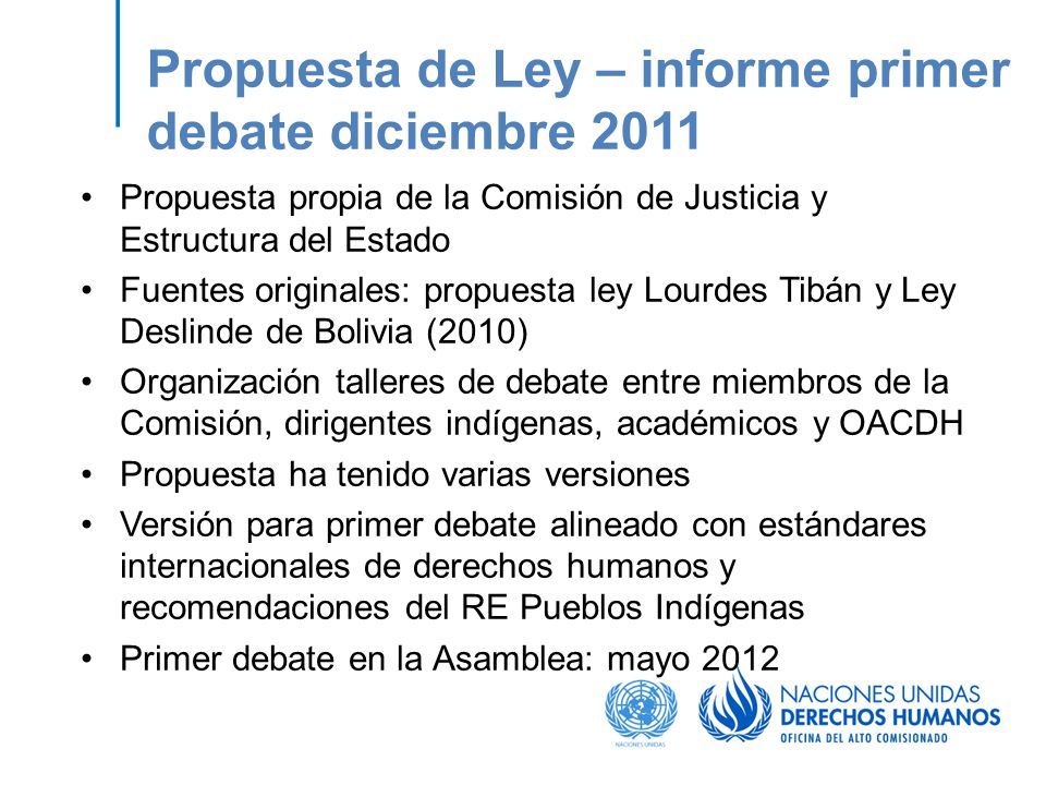 Propuesta de Ley – informe primer debate diciembre 2011