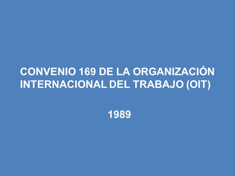 CONVENIO 169 DE LA ORGANIZACIÓN INTERNACIONAL DEL TRABAJO (OIT) 1989