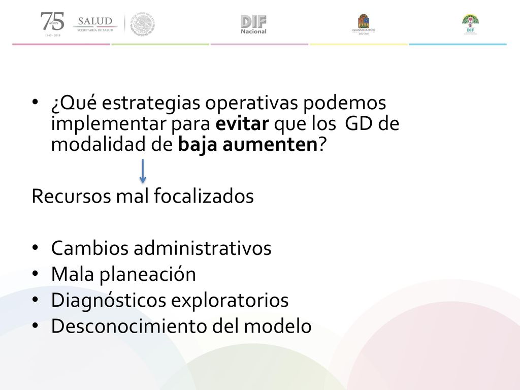 ¿Qué estrategias operativas podemos implementar para evitar que los GD de modalidad de baja aumenten