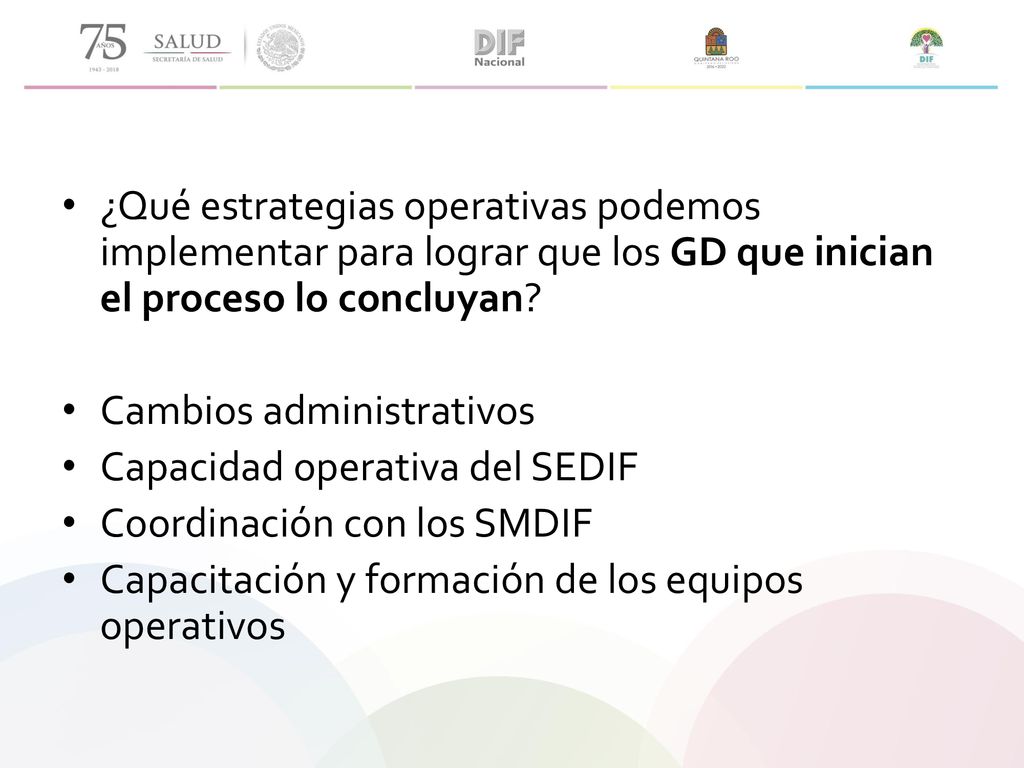 ¿Qué estrategias operativas podemos implementar para lograr que los GD que inician el proceso lo concluyan