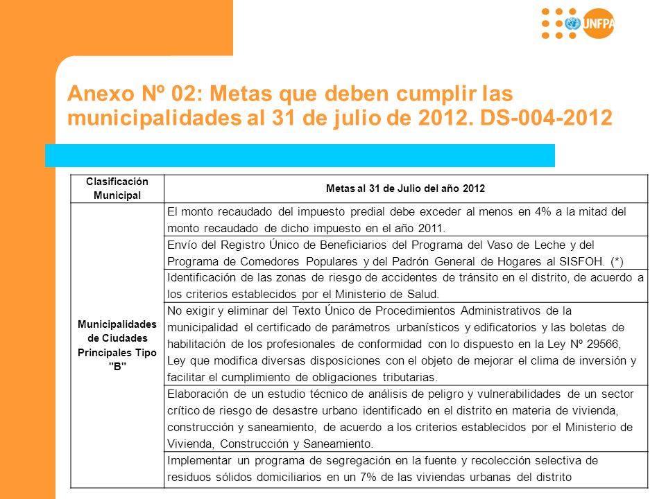 Anexo Nº 02: Metas que deben cumplir las municipalidades al 31 de julio de DS