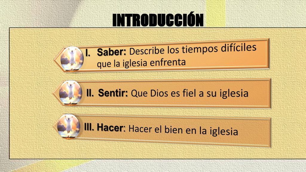 INTRODUCCIÓN I. Saber: Describe los tiempos difíciles que la iglesia enfrenta. II. Sentir: Que Dios es fiel a su iglesia.