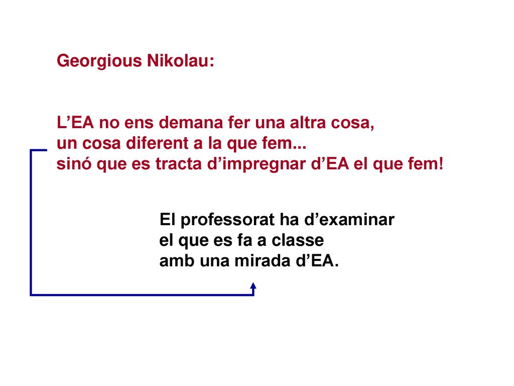 Georgious Nikolau: L’EA no ens demana fer una altra cosa, un cosa diferent a la que fem... sinó que es tracta d’impregnar d’EA el que fem!