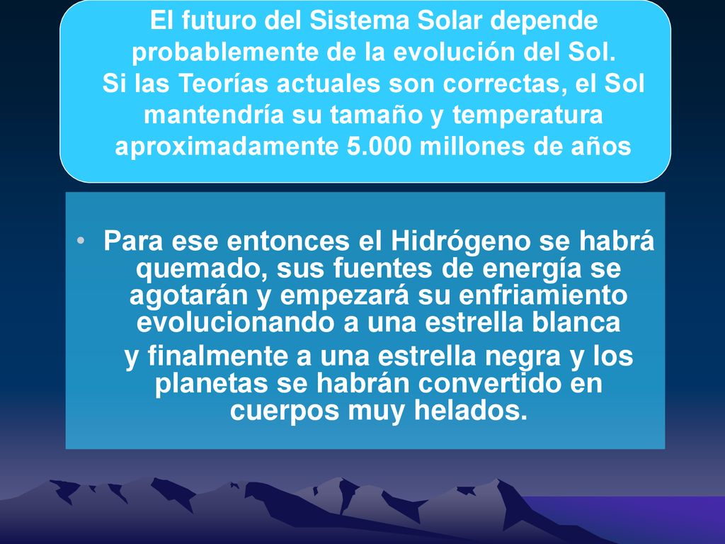 El futuro del Sistema Solar depende probablemente de la evolución del Sol.