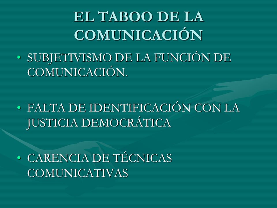 EL TABOO DE LA COMUNICACIÓN