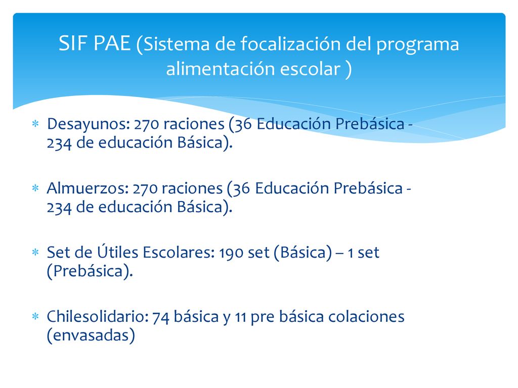 SIF PAE (Sistema de focalización del programa alimentación escolar )