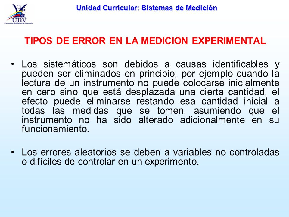 TIPOS DE ERROR EN LA MEDICION EXPERIMENTAL